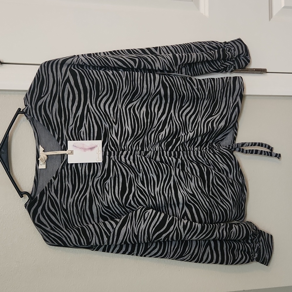NWT Jessica Simpson girls size 12 Large zebra print tie top cute puffy sleeves